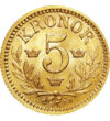 5 korona Névérték Au 900 224 g Svédország 1881-1901