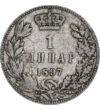1 dínár Koszorú   Ag 835 5 g  Szerbia 1897