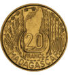 20 frank Madagaszkár térkép  növények Al-Bronz 4 g Madagaszkár 1953