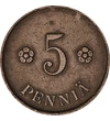 5 pennia, Címer, , rózsák, Cu, 2,5 g, Finnország, 1918