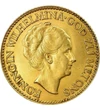  10 gulden, arany, Wilhelmina, idős, Hollandia