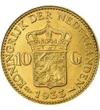  10 gulden arany Wilhelmina idős Hollandia