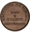 1 és 1/4 centesimo Névérték betűkkel kiírva bronz 31 g Panama 1940