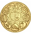 eredeti érme: 6 dukát, II. Mátyás koronázási emlékérem, színarannyal bevont rézötvözet, eredeti érme: Magyar királyság, eredeti érme: 1608