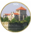 // 1 euró, Tata – az „Élővizek városa”, egyedi színes érme, CuNi, Európai Unió, 2002-2023 // Géza fejedelem 972-ben alapította, de Szent István emelte igazi várossá és a királyság központjává. A királyság kezdetétől a török hódoltság kezdetéig kizárólagos