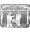 Magyar festészet remekei - érem hátoldal - tükörveret festő sziluett kiállítócsarnok előtt