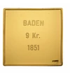 Baden, 9 krajcár, 1851, bélyegérem, aranyozott