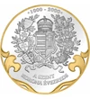 Szent Korona, a kereszt elferdülése, aranyozott érem, Magyarország