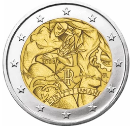 Emberi Jogok, 2 euró emlékérme, Olaszország, 2008
