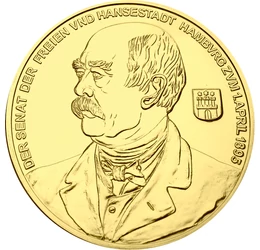 Otto von Bismarck arany emlékérem, Német Birodalom, 1895, utánveret