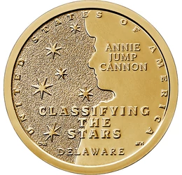 // 1 dollár, USA, 2019 // - Az USA tavaly indított érmesorozata a tudomány úttörői előtt tiszteleg. A 2019-ben kibocsátott dolláros a csillagász Annie Jump Cannon munkásságáról emlékezik meg. Kialakította a csillagok osztályozási rendszerét, melyet ma is