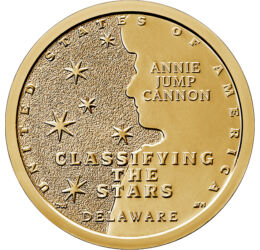 // 1 dollár, USA, 2019 // - Az USA tavaly indított érmesorozata a tudomány úttörői előtt tiszteleg. A 2019-ben kibocsátott dolláros a csillagász Annie Jump Cannon munkásságáról emlékezik meg. Kialakította a csillagok osztályozási rendszerét, melyet ma is