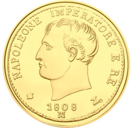 I. Napóleon, a világhódító császár, 20 líra, utánveret, Olaszország, 1808