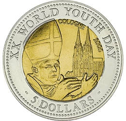 5 dollár, XVI. Benedek pápa, Kölni dóm, , CuNi, 6,4 g, Libéria, 2005