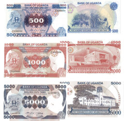 500, 1000, 5000 shilling, , 0, 0, Uganda, 1986