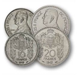 1, 2, 5, 10, 20 frank, , 0, 0, Monaco, 1943-1947