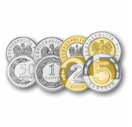 1, 2, 5, 10, 20, 50 groszy, 1, 2, 5 zlotych, , 0, 0, Lengyelország, 1990-2010