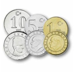 1, 5, 10, 25, 50 új kurus, 1 új lira, , 0, 0, Törökország, 2005-2008