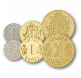 1, 5, 10, 25 aurar, 1, 2 kronur, , 0, 0, Izland, 1946-1971