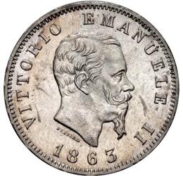 1 líra, II. Viktor Emánuel, , Ag 900, 4,6 g, Olaszország, 1863-1867