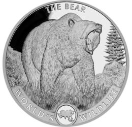 20 frank, Medve ábrázolás, Ag 9999, 31,1 g, Kongó, 2022