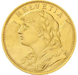  20 frank, Vreneli, 1883-1949, arany, Svájc