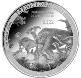 20 frank, Dinoszauruszok, , Ag 9999, 31,1 g, Kongó, 2022