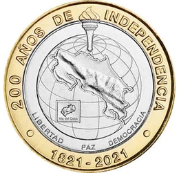 500 colon, Ország térkép, , Ni-Brass, CuNi, 10,45 g, Costa Rica, 2021