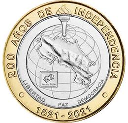 500 colon, Ország térkép, , Ni-Brass, CuNi, 10,45 g, Costa Rica, 2021