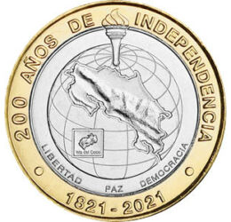 500 colon, Ország térkép, , Ni-Brass, CuNi, 10,45 g, Costa Rica, 2021