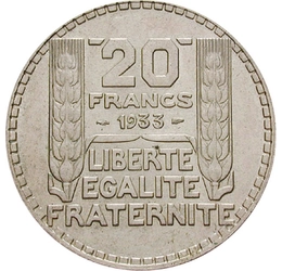  20 frank, Marianne, Ag, 1929-1939, Franciaország