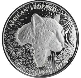5 cedi, Leopárd, Afrika, Ag 999, 31,1 g, Ghána, 2019
