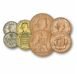 1/2, 1, 3, 6 penny, 1, 2 shilling, 1/2 korona, , 0, 0, Nagy-Britannia, 1953-1970