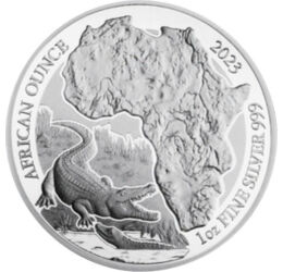 50 frank, Afrika, nílusi krokodil, , Ag 999, 31,1 g, Ruanda, 2023