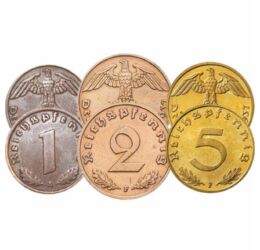  1, 2, 5, 10, 50 pfennig sor,1936-44, Német Birodalom