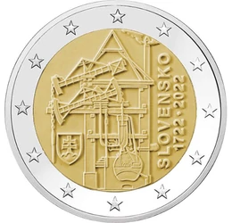 2 euró, Gőzgép, címer, , CuNi, 8,5 g, Szlovákia, 2022