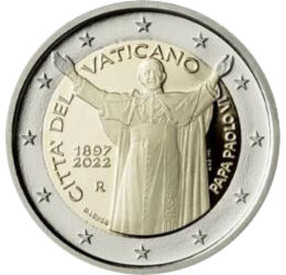 2 euró, VI. Pál pápa, , CuNi, 8,5 g, Vatikán, 2022