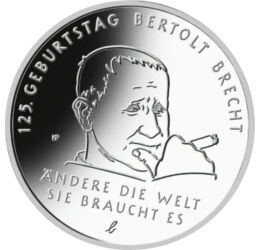 20 euró, Bertolt Brecht portréja, Ag 925, 18 g, Németország, 2023