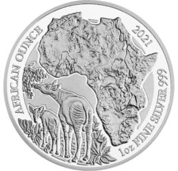  50 frank, Okapi, Ag, 1 unc.,2021, Ruanda
