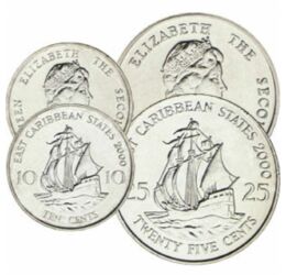 1, 2, 5, 10, 25 cent, , 0, 0, Kelet-karibi Államok, 1981-2000
