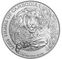3000 riel, Tigris ábrázolás, Ag 999, 31,1 g, Kambodzsa, 2023