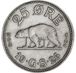 GRL/ 25 öre, Ursul polar, 1926, Grönland