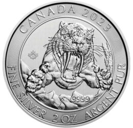 10 dollár, Kardfogú tigris, , Ag 9999, 62,2 g, Kanada, 2023
