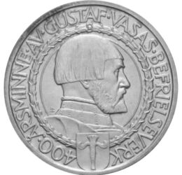  2 korona, Vasa Gusztáv, Ag, 1921, Svédország
