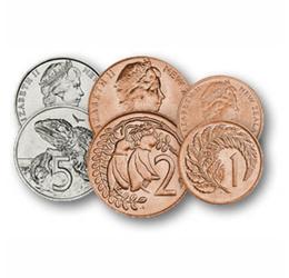 1, 2, 5, 10, 20, 50 cent, , 0, 0, Új-Zéland, 1967