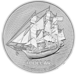 1 dollár, Bounty vitorlás, , színsúly, Ag 999, 31,1 g, Cook-szigetek, 2009-2021