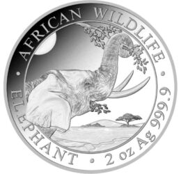 200 shilling, Elefánt, színsúly, Ag 9999, 62,2 g, Szomália, 2023