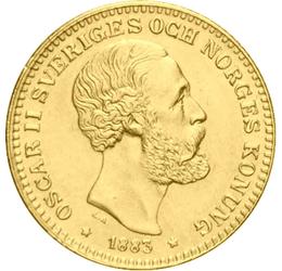  10 korona, II. Oszkár, Au,1873-1901, Svédország