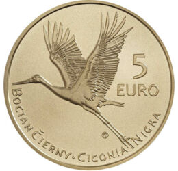 5 euró, Fekete gólya, , CuNi, 19 g, Szlovákia, 2023