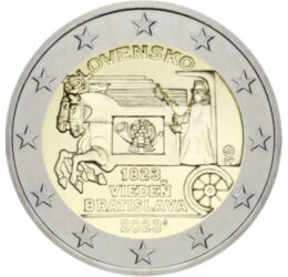 2 euró, Postakocsi ábrázolás, , CuNi, 8,5 g, Szlovákia, 2023